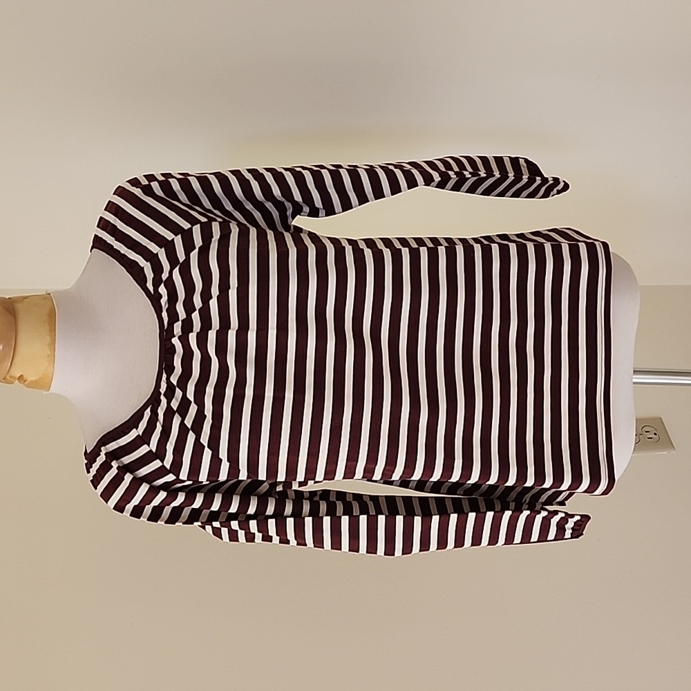 NWT! J. Crew size M Brown with cream striped long sleeve top